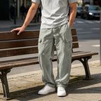Pantalón cargo de algodón y lino para hombre