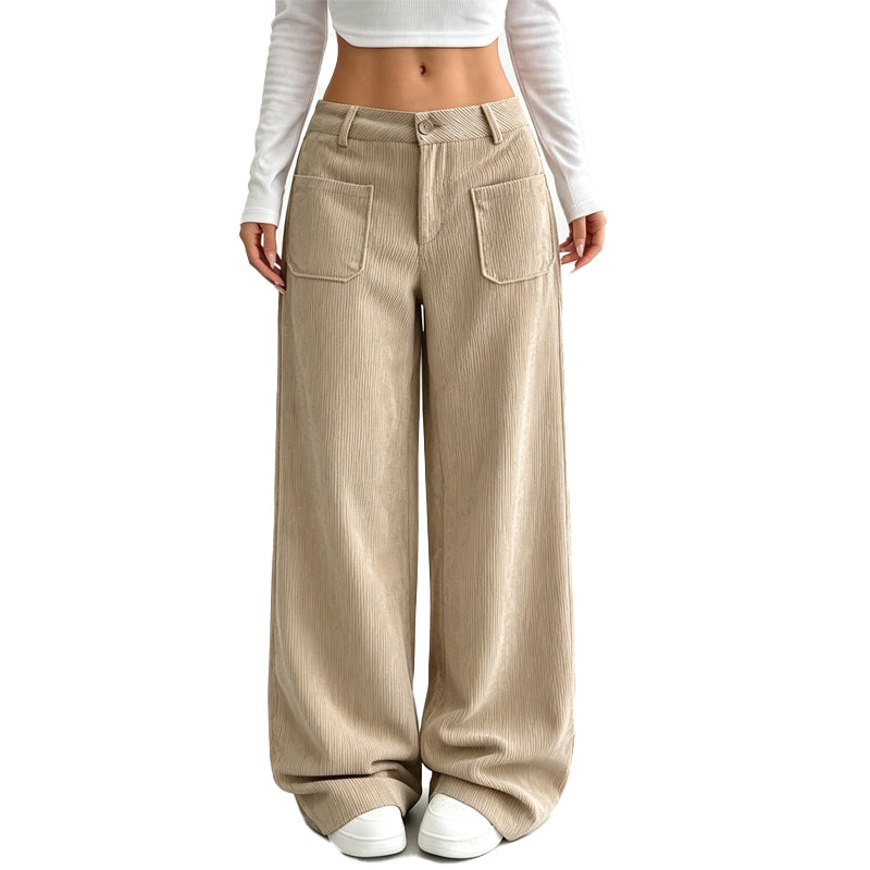 Pantalón de pierna ancha para mujer, corte relajado casual