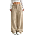 Pantalón de pierna ancha para mujer, corte relajado casual