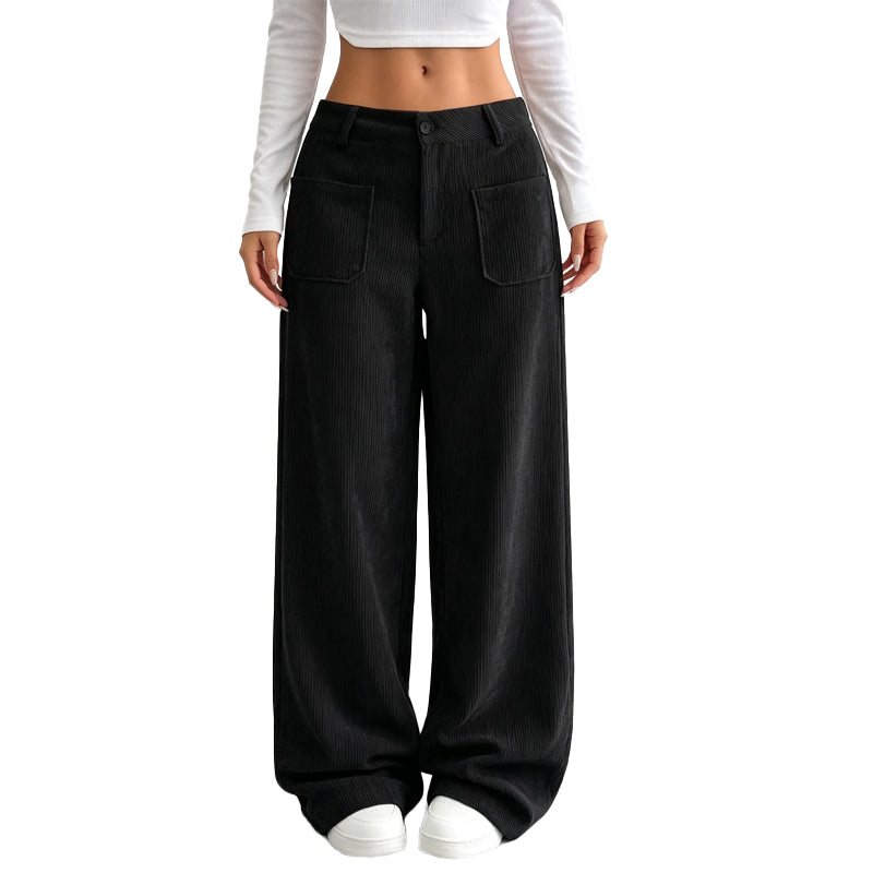 Pantalón de pierna ancha para mujer, corte relajado casual