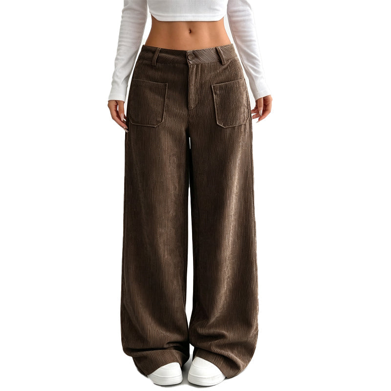 Pantalón de pierna ancha para mujer, corte relajado casual