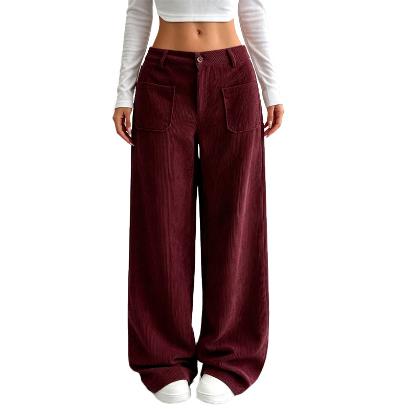Pantalón de pierna ancha para mujer, corte relajado casual