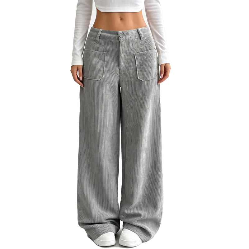 Pantalón de pierna ancha para mujer, corte relajado casual