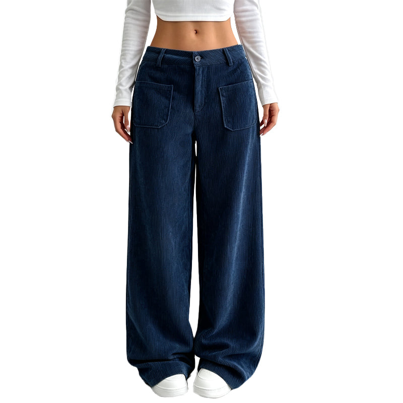 Pantalón de pierna ancha para mujer, corte relajado casual