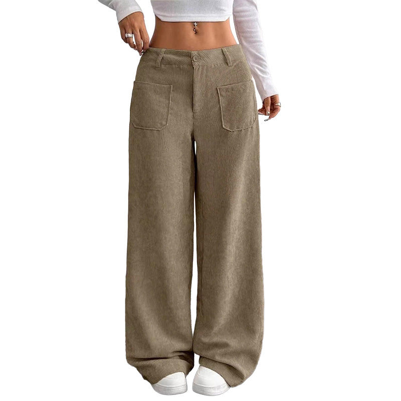 Pantalón de pierna ancha para mujer, corte relajado casual
