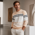 Sudadera de manga larga de rayas y colorblock para hombre