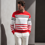 Sudadera de manga larga de rayas y colorblock para hombre