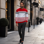 Sudadera de manga larga de rayas y colorblock para hombre