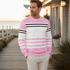 Sudadera de manga larga de rayas y colorblock para hombre