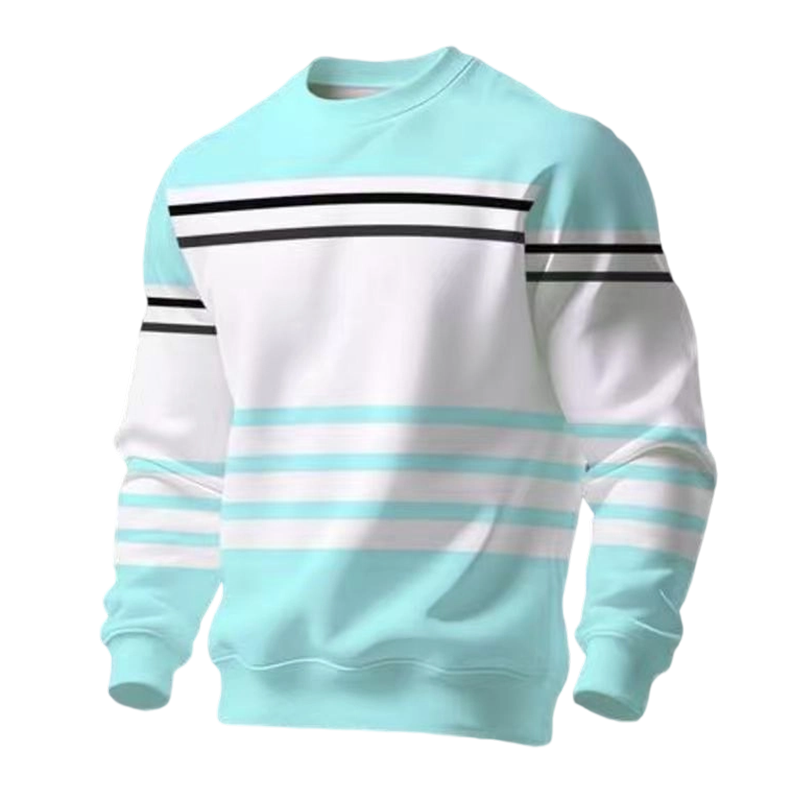 Sudadera de manga larga de rayas y colorblock para hombre