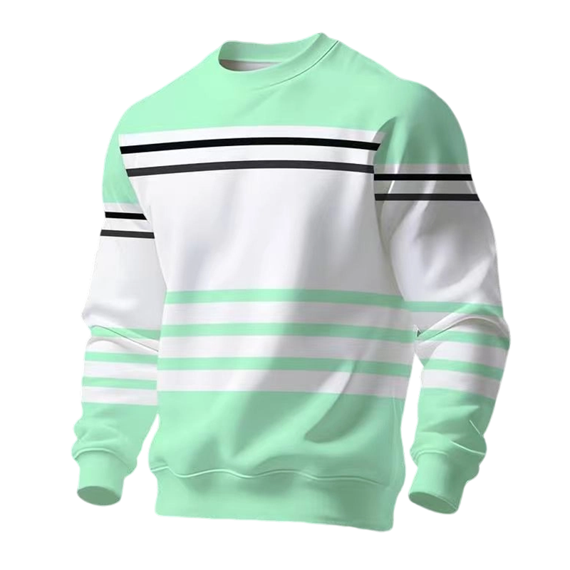 Sudadera de manga larga de rayas y colorblock para hombre