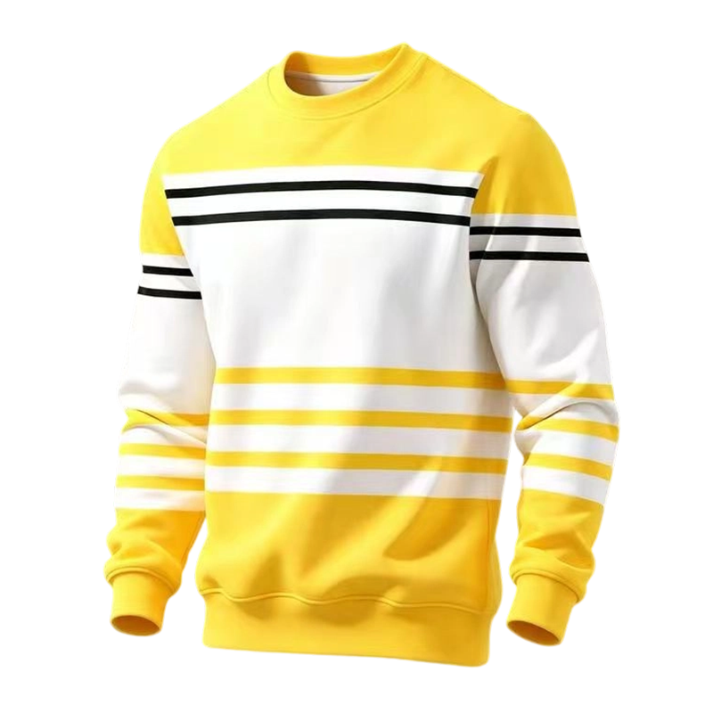 Sudadera de manga larga de rayas y colorblock para hombre