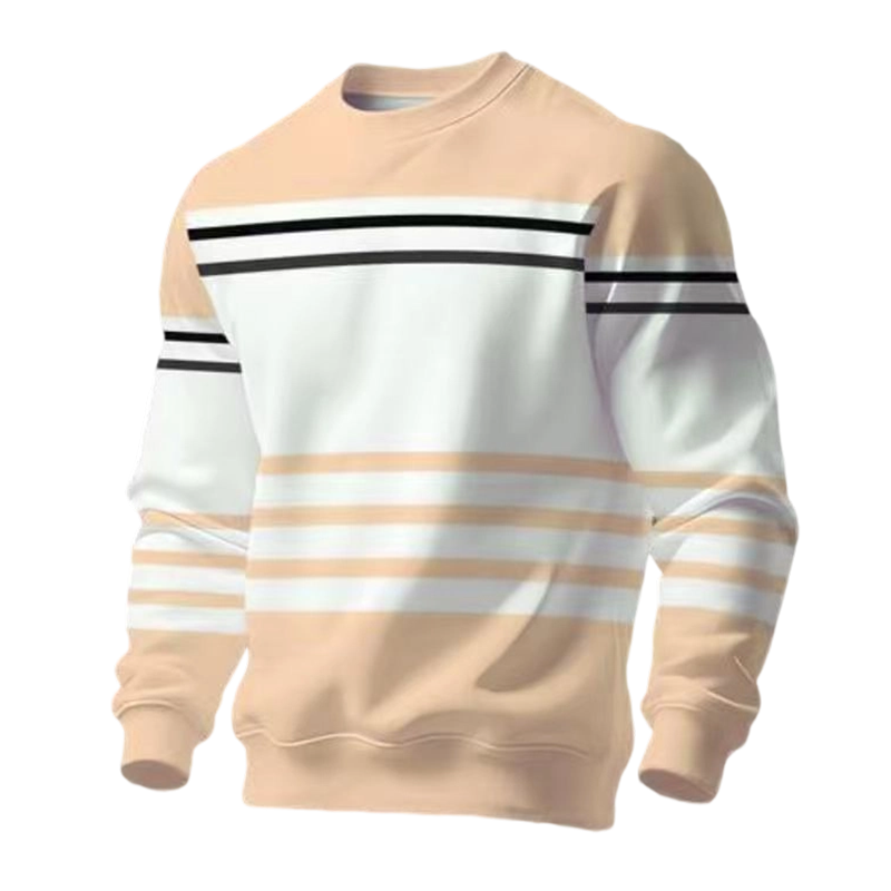 Sudadera de manga larga de rayas y colorblock para hombre