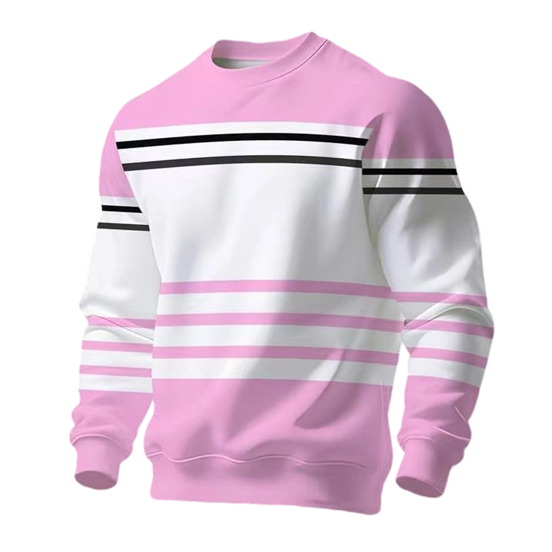 Sudadera de manga larga de rayas y colorblock para hombre