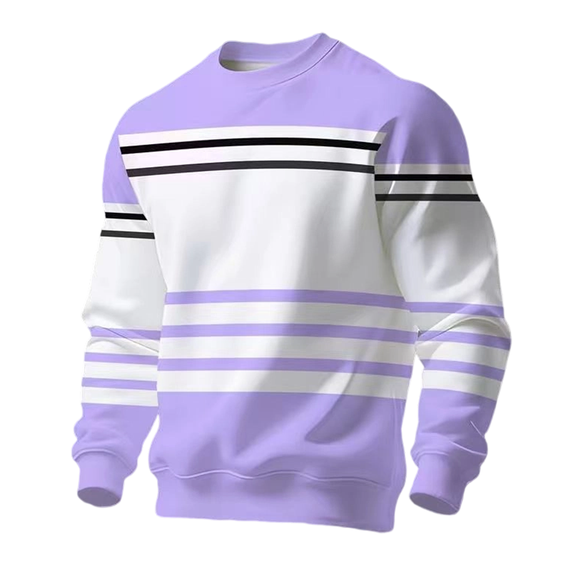 Sudadera de manga larga de rayas y colorblock para hombre