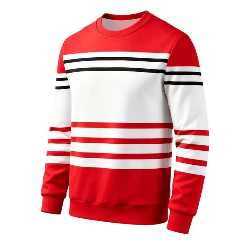 Sudadera de manga larga de rayas y colorblock para hombre