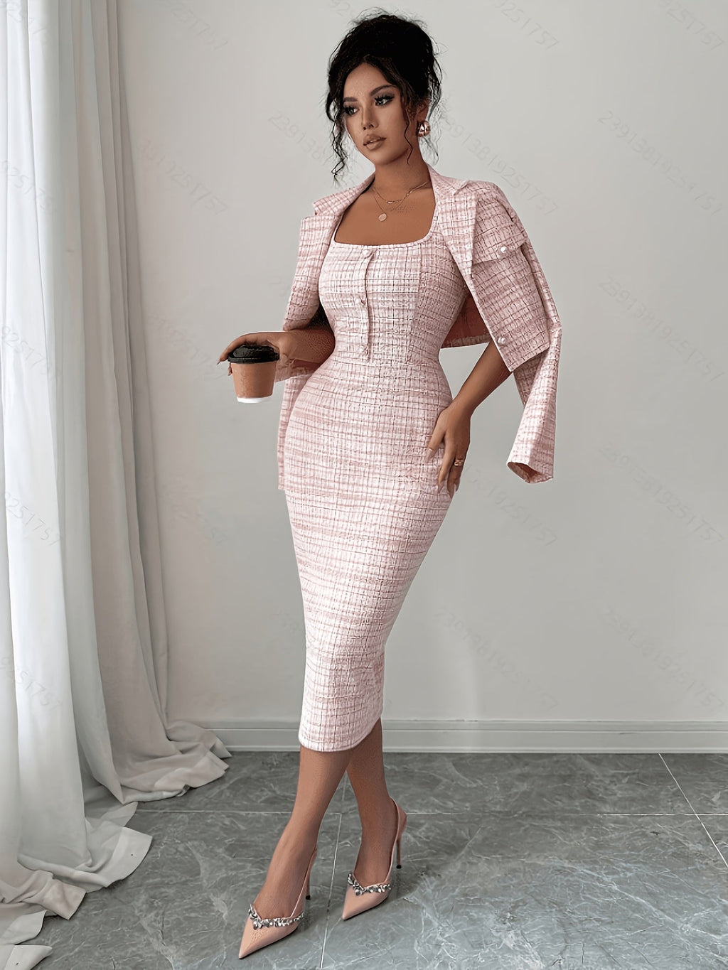Conjunto de tweed a cuadros Beverly
