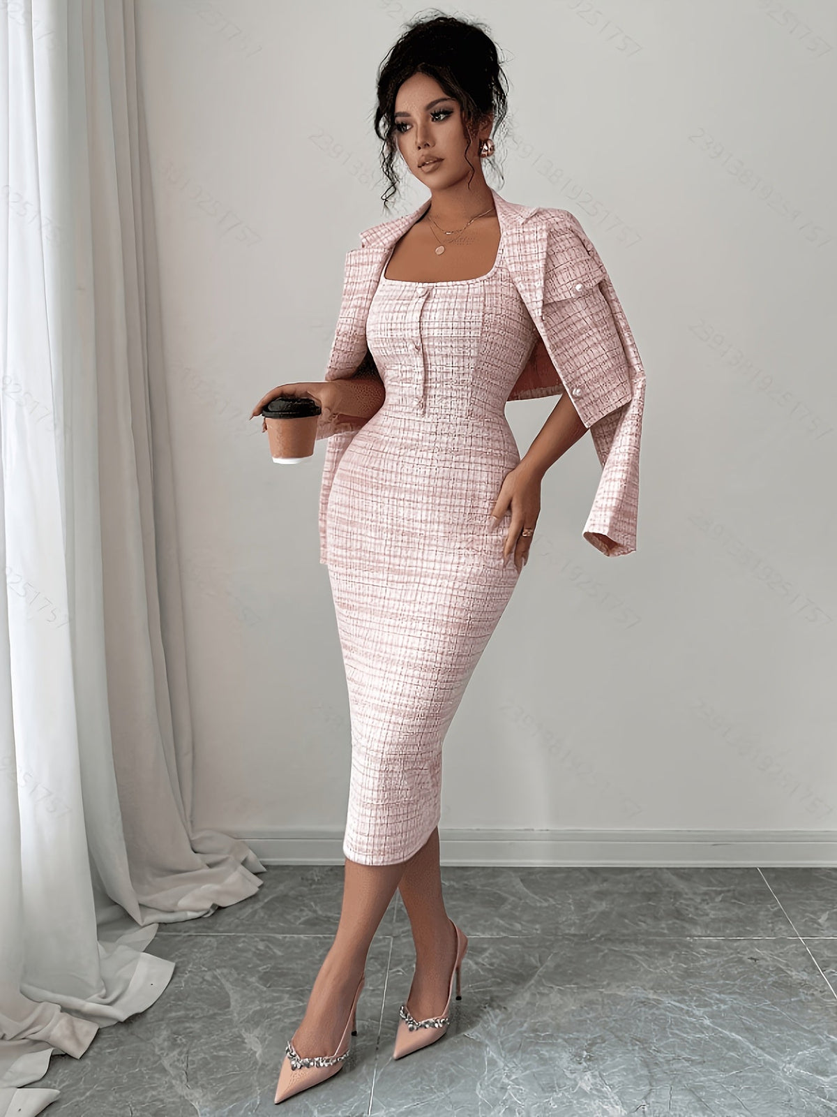 Conjunto de tweed a cuadros Beverly